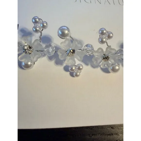 Galina Signature Pearl Floral Bridal Headpiece Adjustable Headband - Picture 2 of 3